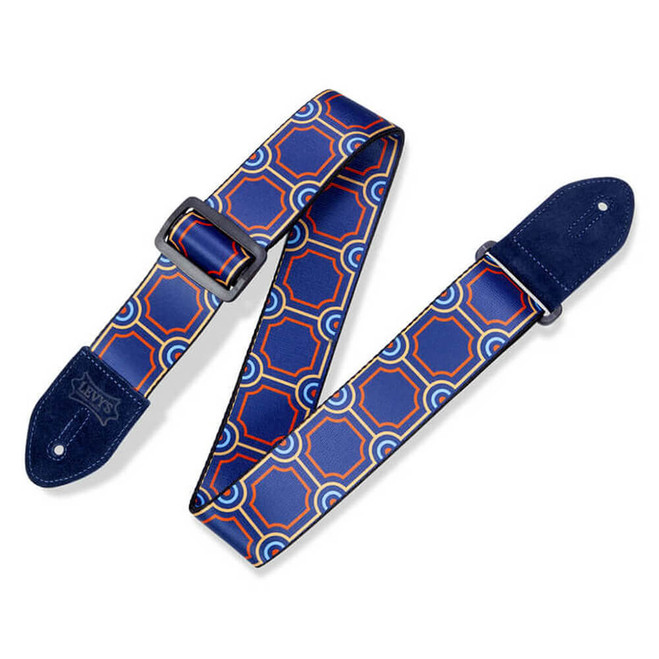 Levy's Print Series Polyester 2" Guitar Strap - Deco Pillar, Blue-Orange