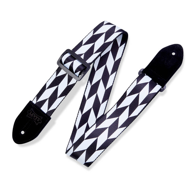 Levy's Print Series Polyester 2" Guitar Strap - Offset Arrow, Black-White