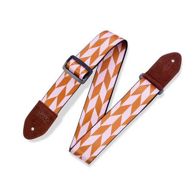 Levy's Print Series Polyester 2" Guitar Strap - Offset Arrow, Ginger-Pink