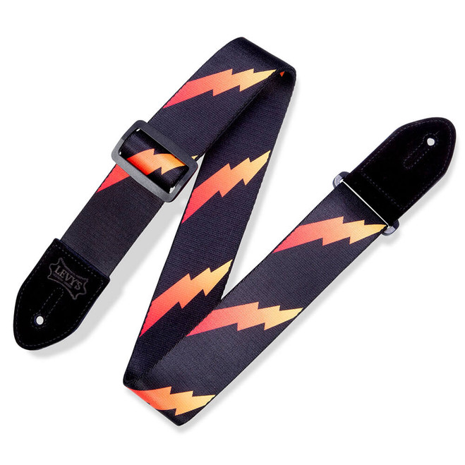 Levy's Print Series Polyester 2" Guitar Strap - Rainbolt, Black-Red