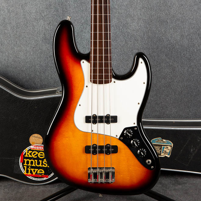 Fender Mexican Standard Jazz Bass Fretless - 3 Colour Sunburst - Case - 2nd Hand