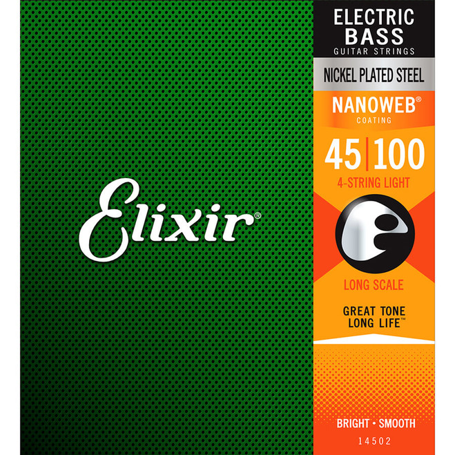 Elixir Bass 4 Lng Scale Nanoweb Strings - Lgt (.045 - .100)