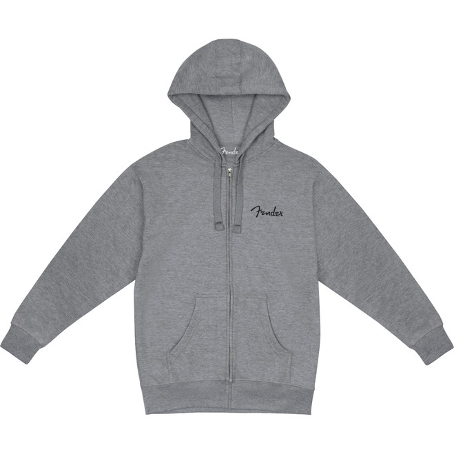 Fender Spaghetti Small Logo Zip Front Hoodie - Athletic Grey - Small