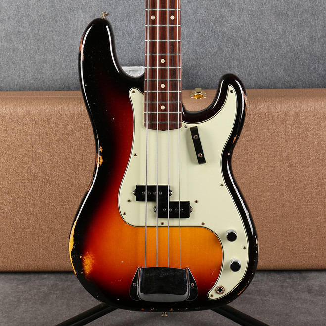 Fender Custom Shop 63 Precision Bass - Relic - 3 Tone Sunburst - Case - 2nd Hand
