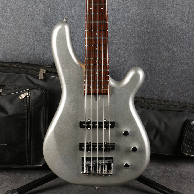 Fernandes Gravity 5 Electric Bass - Silver - Gig Bag - 2nd Hand