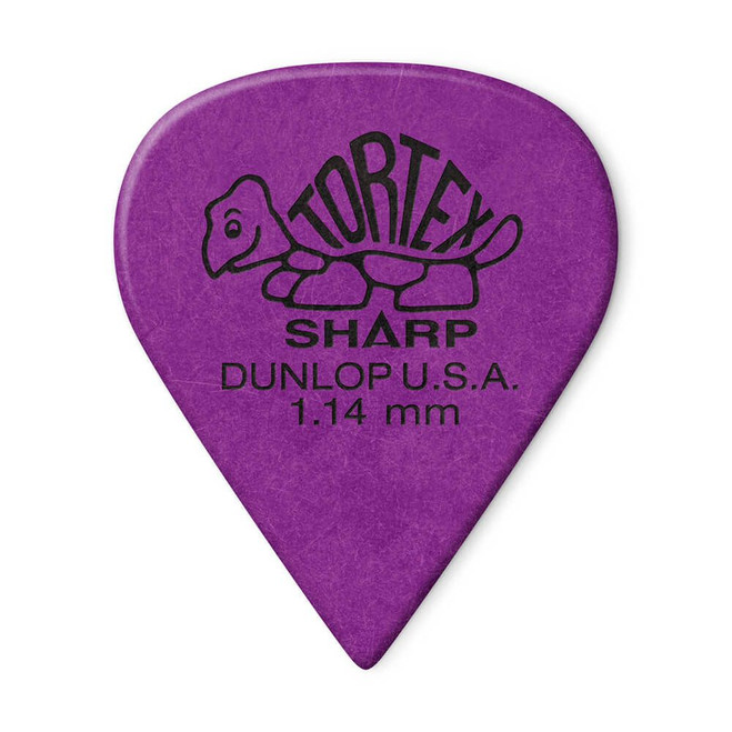 Jim Dunlop 412P Tortex Sharp Guitar Pick, 1.14mm, Purple, 12 Pack