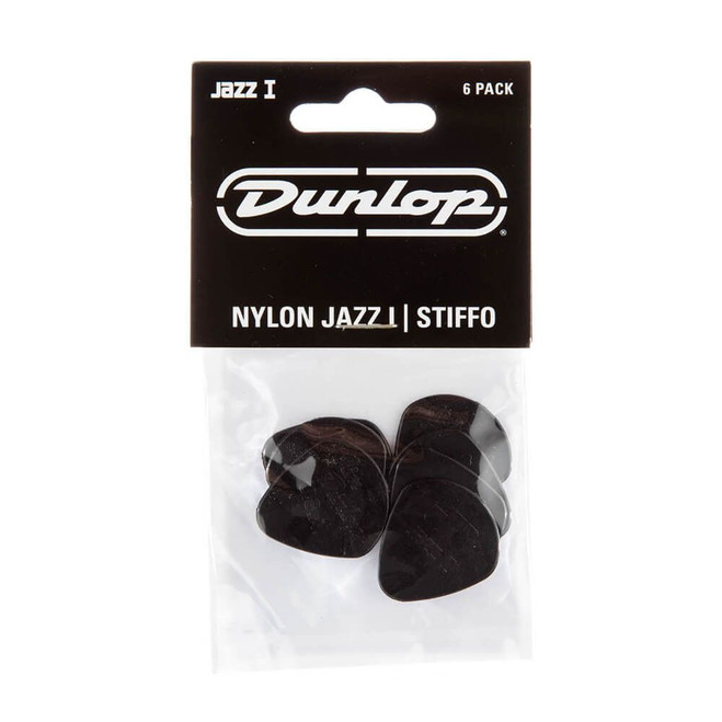 Jim Dunlop 47P1S Nylon Jazz I Guitar Picks, Black Stiffo, 6 Pack