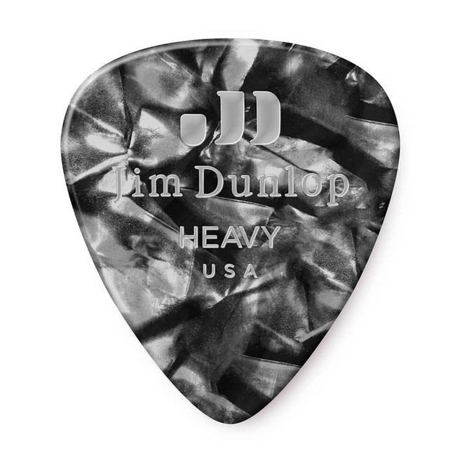 Jim Dunlop 483P Celluloid Guitar Pick, Black Pearloid, Heavy, 12 Pack