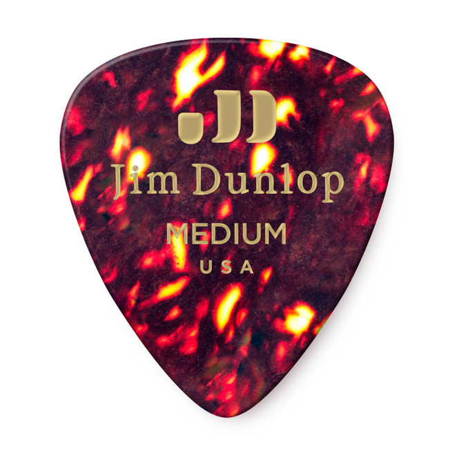 Jim Dunlop 483P Celluloid Guitar Pick, Shell, Medium, 12 Pack