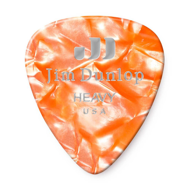 Jim Dunlop 483P Celluloid Guitar Pick, Orange Pearloid, Heavy, 12 Pack