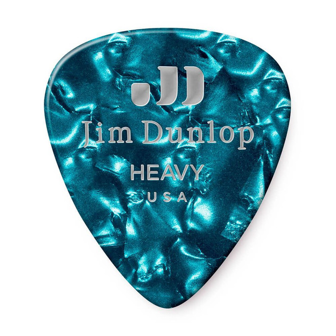 Jim Dunlop 483P Celluloid Guitar Pick, Turquoise Pearloid, Heavy, 12 Pack