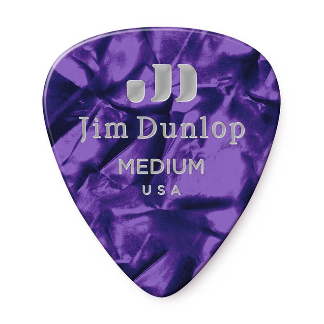 Jim Dunlop 483P Celluloid Guitar Pick, Purple Pearloid, Medium, 12 Pack