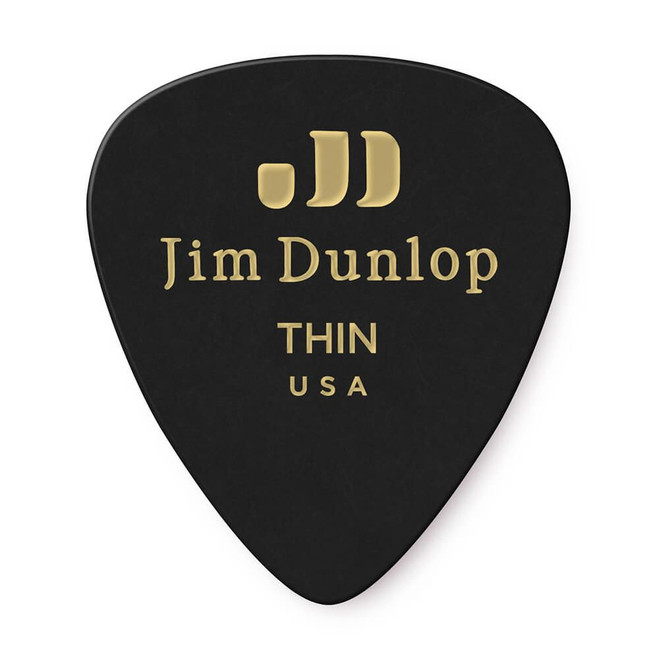Jim Dunlop 483R Celluloid Guitar Pick, Black, Thin, 72 Pack