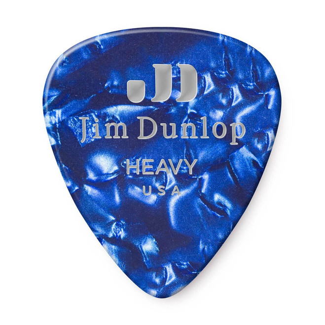 Jim Dunlop 483R Celluloid Guitar Pick, Blue Pearloid, Heavy, 72 Pack