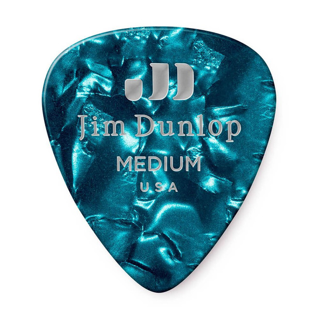 Jim Dunlop 483R Celluloid Guitar Pick, Turquoise Pearloid, Medium, 72 Pack