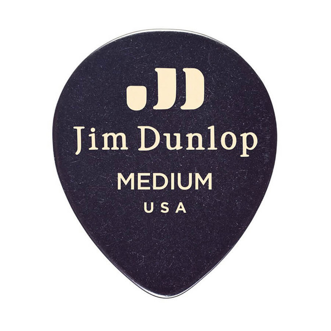 Jim Dunlop Celluloid Teardrop Black Medium - 12 Pack