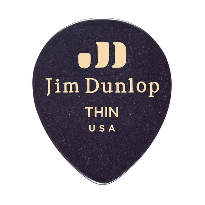 Jim Dunlop Celluloid Teardrop Black Thin - 12 Pack