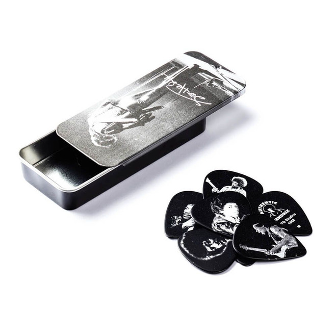 Jim Dunlop JH-PT06M Jimi Hendrix Pick Tin, Silver Portrait II