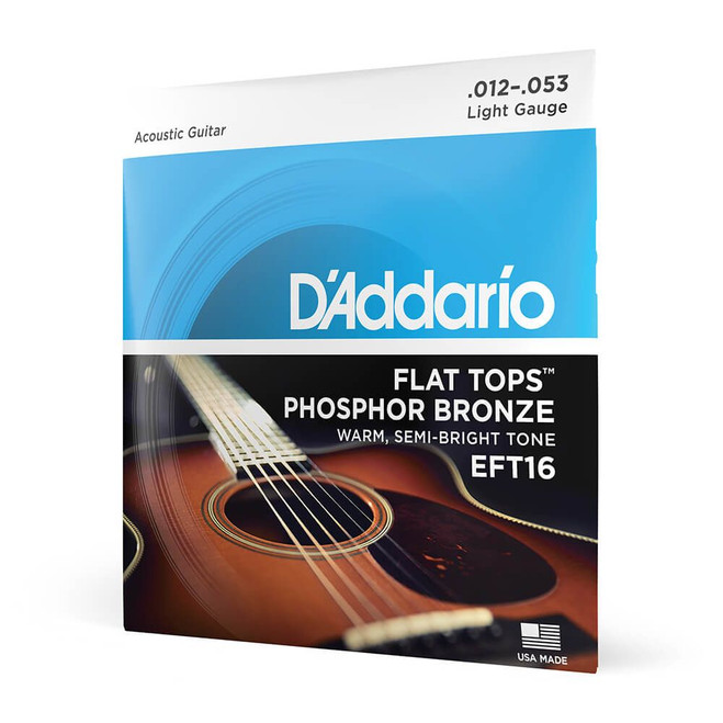 Daddario Flat Tops Phosphor Bronze EFT16 Regular Light Set, 12-53