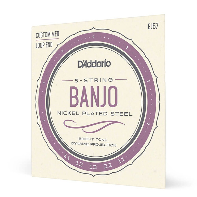 Daddario Nickel Plated Steel EJ57 Banjo Custom Medium Set, 11-22