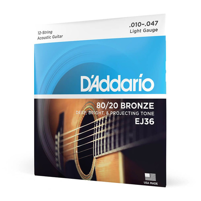 Daddario 80/20 Bronze EJ36 Regular Light 12 String Set, 10-47