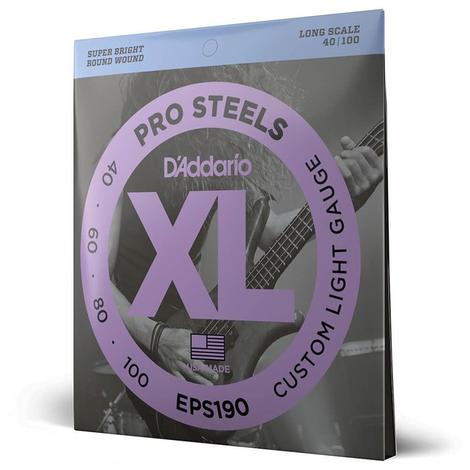 Daddario XL ProSteels EPS190 Custom Light / Long Scale Set, 40-100