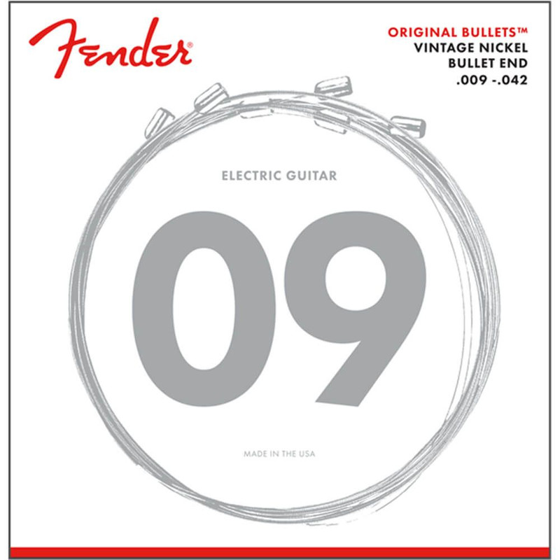 Fender 3150 Original Bullet Guitar Strings, Pure Nickel Bullet End, 3150L, 09-42 Fender 3150 Original Bullet Guitar Strings, Pure Nickel Bullet End, 3150L, 09-42