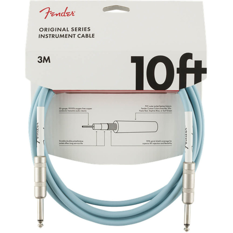 Fender Original Series Instrument Cable, Straight, 10ft - Daphne Blue