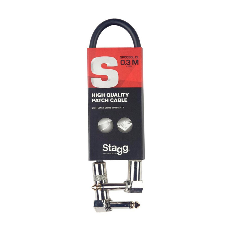 Stagg Mono Patch Cable, Angle / Angle, 10cm