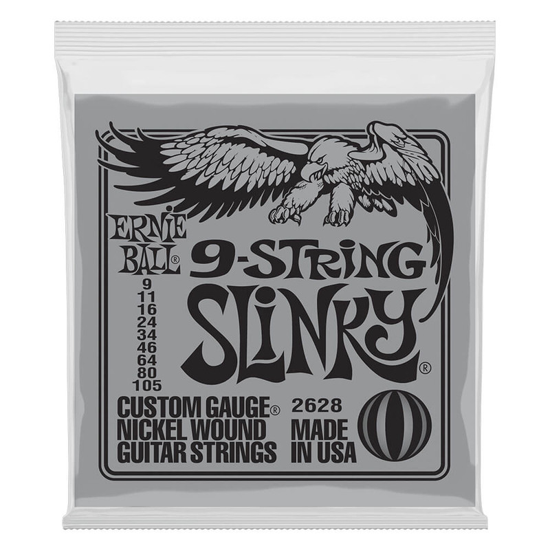 Ernie Ball Slinky 9-String Nickel Wound Guitar Strings, 9-105