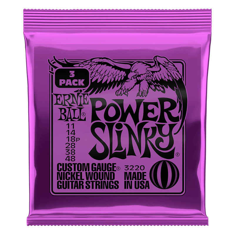 Ernie Ball Power Slinky Nickel Wound Guitar Strings, 11-48, 3 Pack