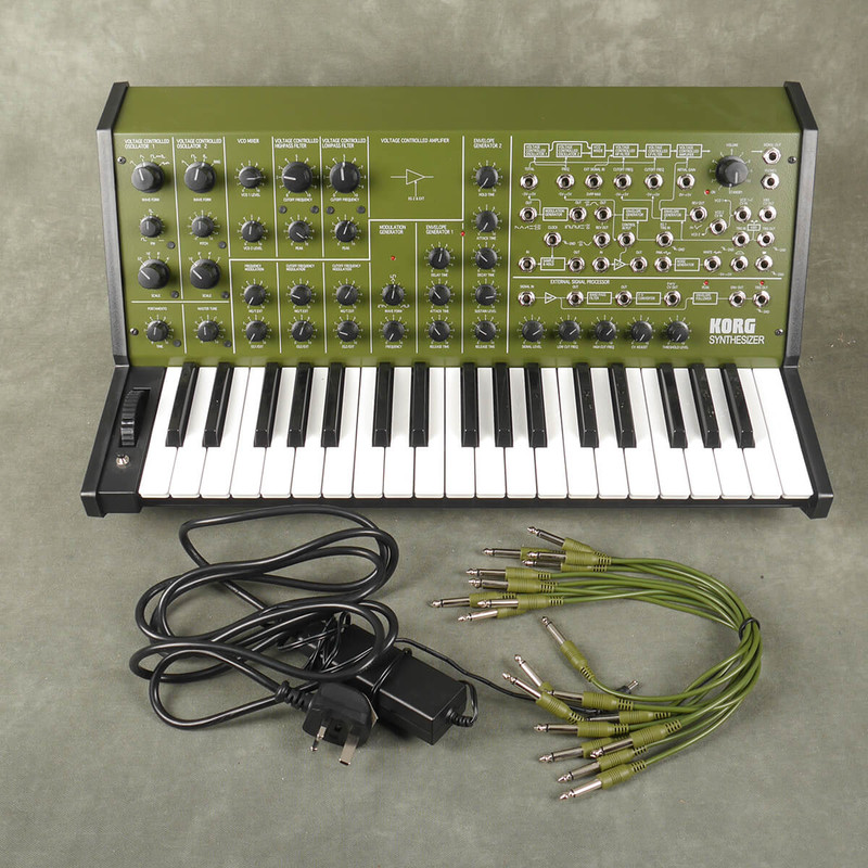 Korg MS20FS LTD Olive Green Synthesizer w/Patch Cables & PSU - 2nd Hand