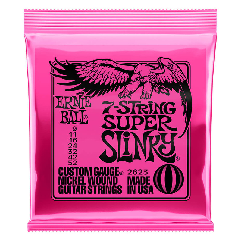 Ernie Ball Super Slinky 7-String Nickel Wound Guitar Strings, 9-52
