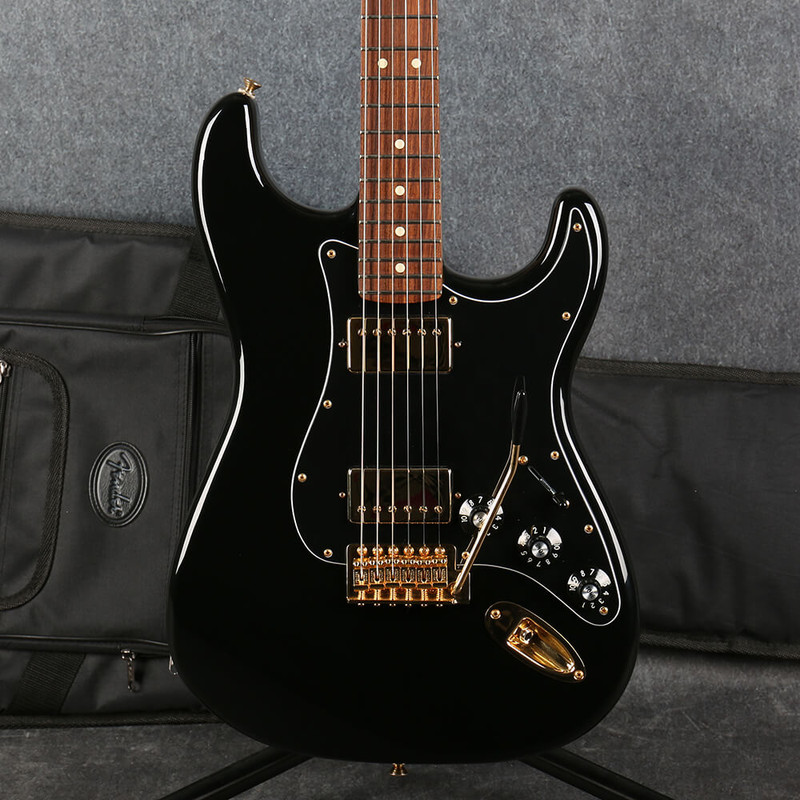 Fender Limited Mahogany Blacktop Stratocaster HH - Black - Bag - 2nd Hand