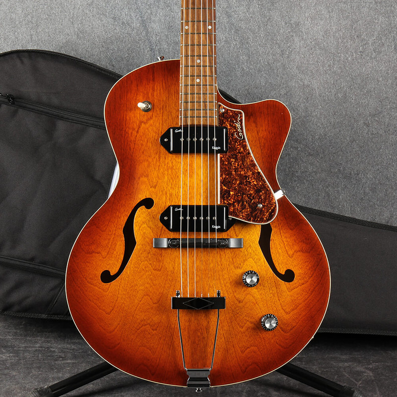 Godin 5th Avenue Kingpin II - Cognac Burst - Hard Case - 2nd Hand