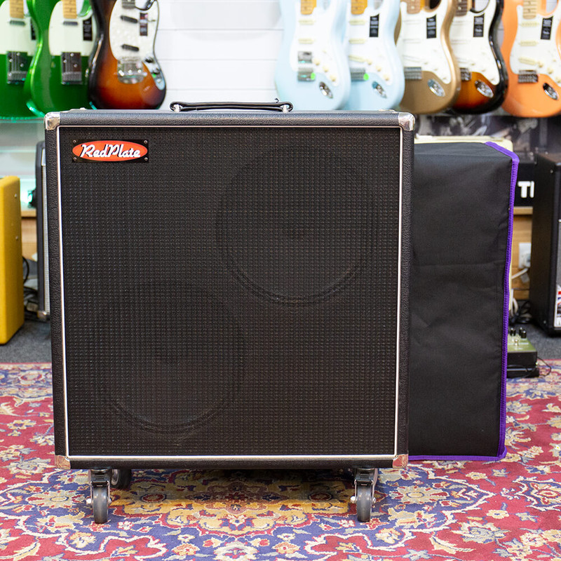 Red Plate 2x12 Speaker Cabinet - Vintage 30 8 Ohm Speakers - Cover - 2nd Hand Red Plate 2x12 Speaker Cabinet - Vintage 30 8 Ohm Speakers - Cover - 2nd Hand