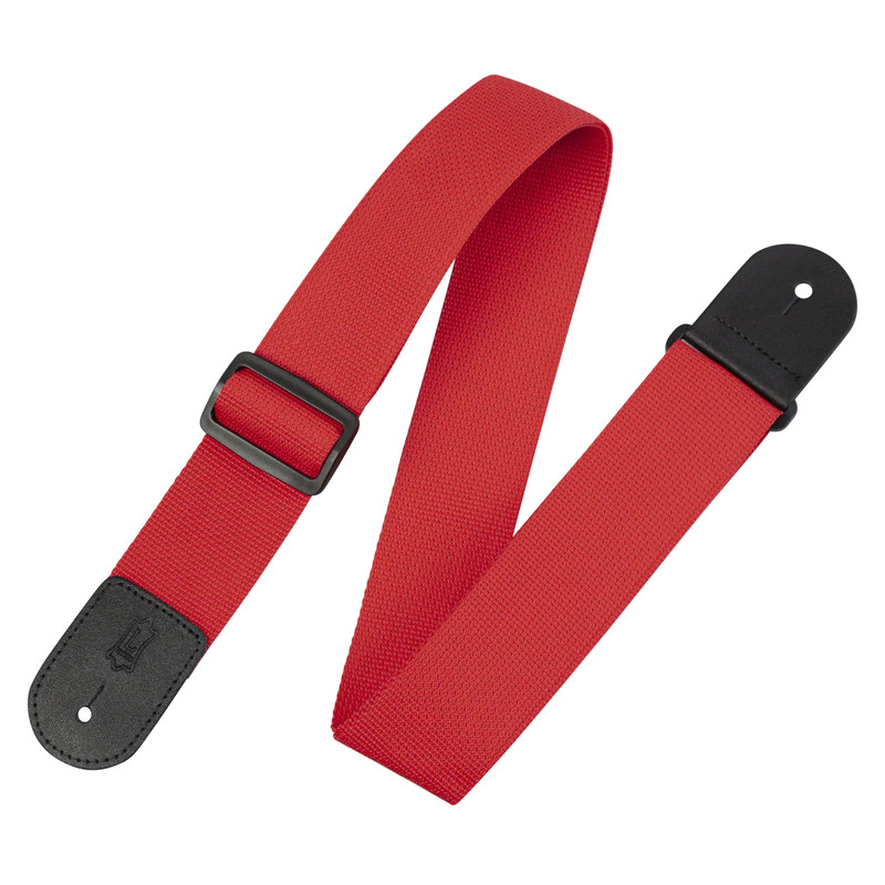 Levy's Single Tone Solid Coloured Poly Series Guitar Strap - Red Levy's Single Tone Solid Coloured Poly Series Guitar Strap - Red