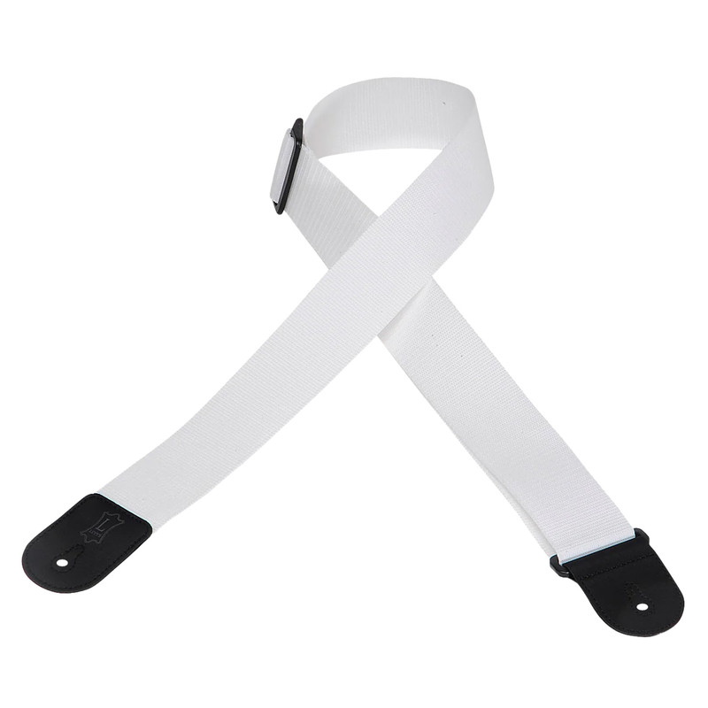 Levy's Single Tone Solid Coloured Poly Series Guitar Strap - White