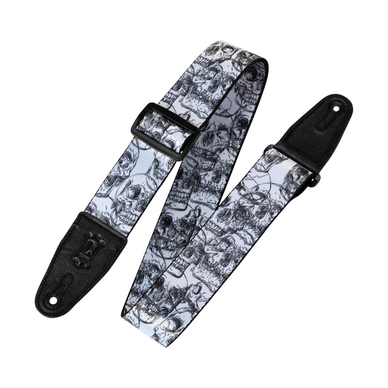 Levy's Skull Series Guitar Strap - White & Black Skulls Levy's Skull Series Guitar Strap - White & Black Skulls