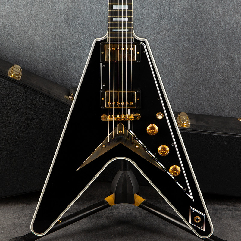 Gibson Custom Shop Flying V Custom - Ebony - Hard Case - 2nd Hand Gibson Custom Shop Flying V Custom - Ebony - Hard Case - 2nd Hand