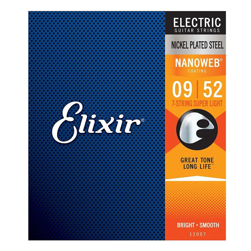 Elixir Electric Guitar Strings - Nanoweb Nickel 7 String Super Light ( 9-52 )