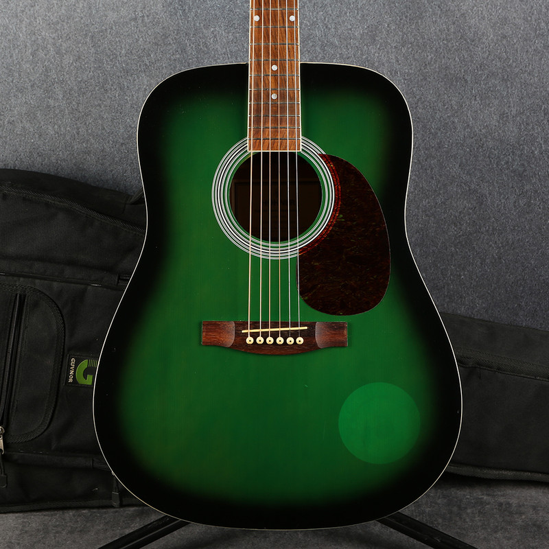 Hohner Countryman Dreadnought Acoustic - Green Burst - Gig Bag - 2nd Hand