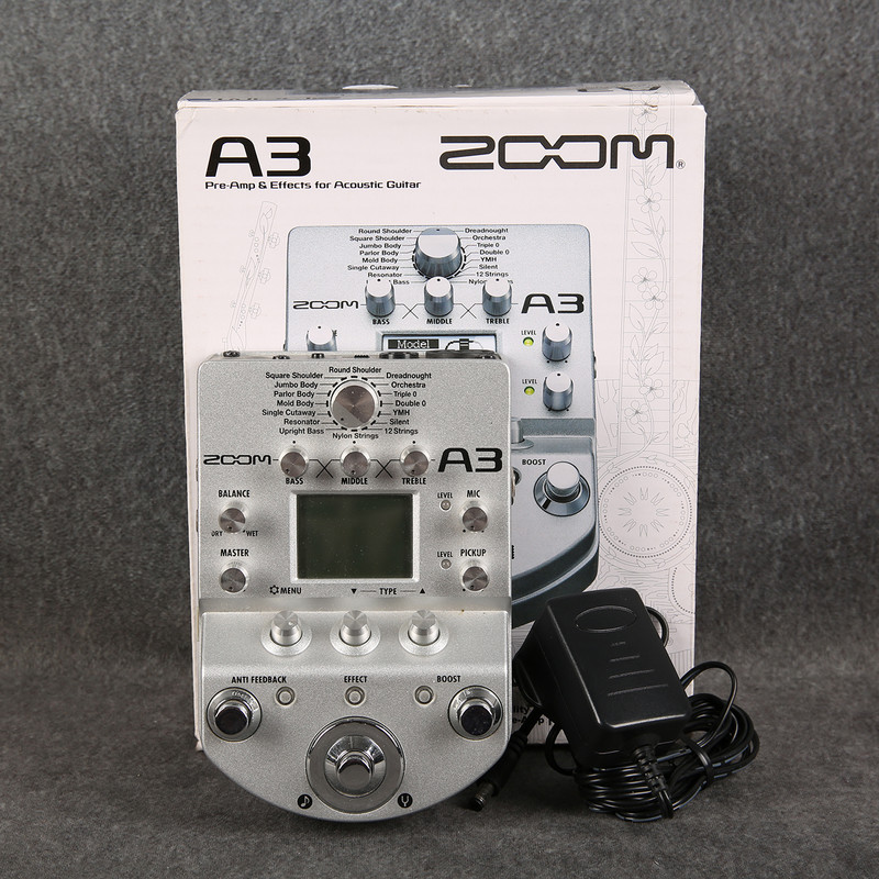 Zoom A3 Pre-Amp & Effects Pedal - Box & PSU - 2nd Hand