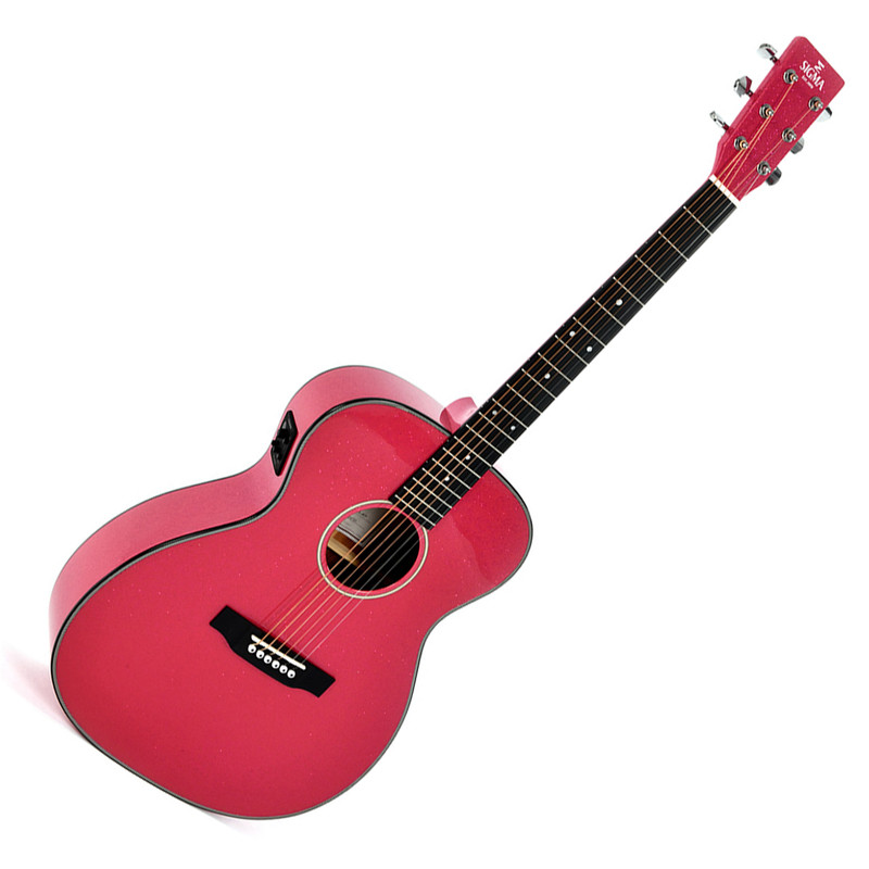 Sigma 1 Series 000M-1E-MFP Electric Acoustic Guitar - Metallic Flake Pink