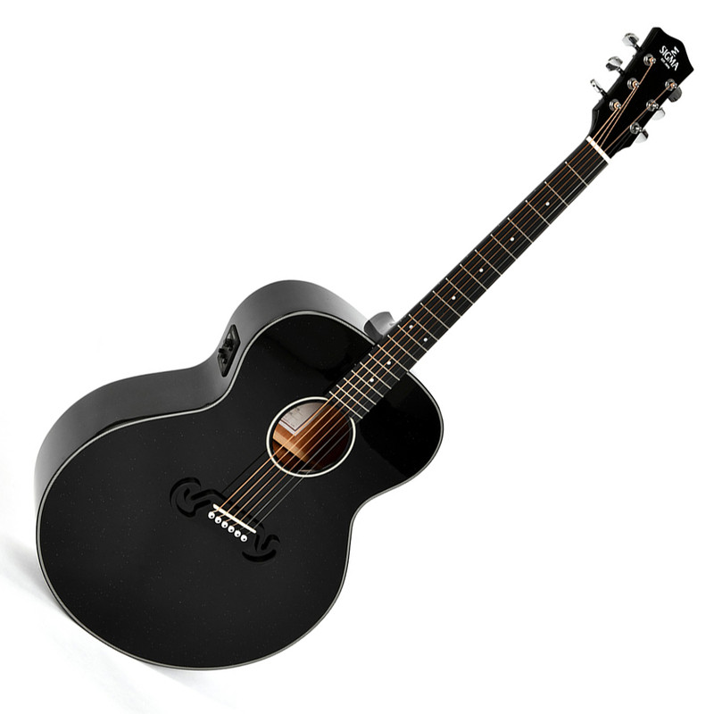 Sigma 1 Series GJM-1E-MFBK Electric Acoustic Guitar - Metallic Flake Black