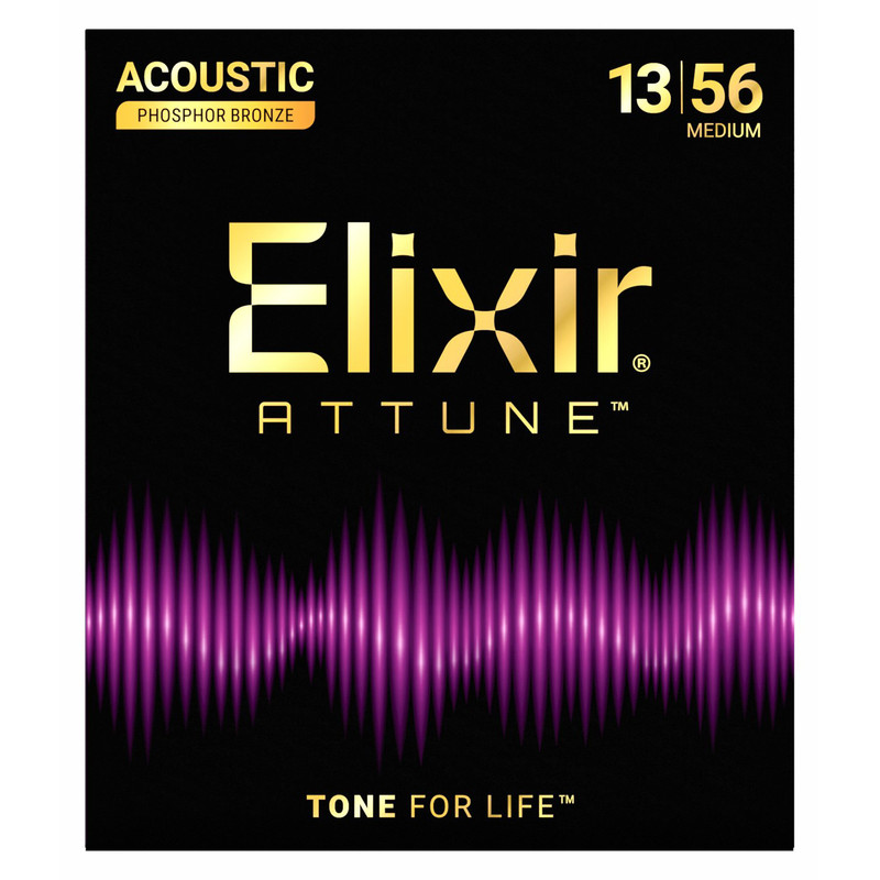 Elixir Attune Phosphor Bronze Acoustic Guitar Strings, Medium, 13-56