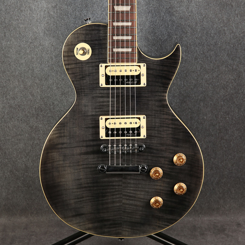 Vintage V100T ReIssued Series Electric Guitar - Flamed Thru Black - 2nd Hand
