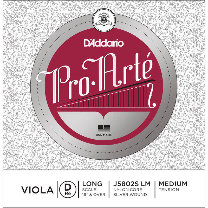 DAddario Pro-Arte Viola Single Silver Wound D String, Long Scale, Med Tension