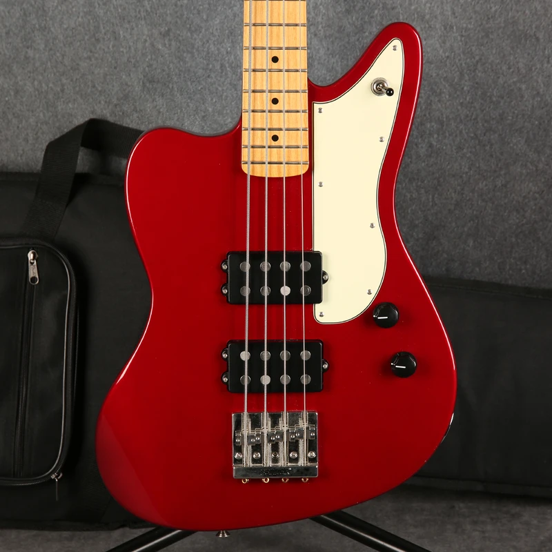 Fender Pawn Shop Reverse Jaguar Bass Guitar - Candy Apple Red - 2nd Hand