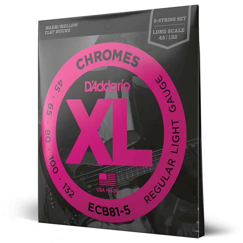 Daddario XL Chromes ECB81-5 Light 5 String / Long Scale Set, 45-132